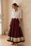 Regal Wine Pleated Maxi Skirt