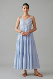 Powder Blue Cotton Lace Detail Tiered Gown