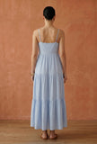 Powder Blue Cotton Lace Detail Tiered Gown