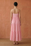 Blush Pink Cotton Lace Detail Tiered Gown