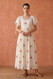 Ivory Pink Butterfly Embroidered Cotton Gown