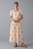 Ivory Pink Butterfly Embroidered Cotton Gown