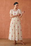 Ivory Pink Butterfly Embroidered Cotton Gown