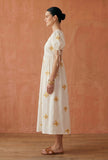 Ivory Butterfly Embroidered Cotton Gown Dress