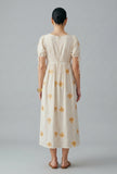 Ivory Butterfly Embroidered Cotton Gown Dress