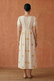 Ivory Butterfly Embroidered Cotton Gown Dress