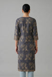 Midnight Blue Floral Woven Cotton Kurta