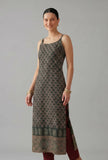 Forest Green Paisley Printed Cotton Slip Kurta