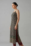 Forest Green Paisley Printed Cotton Slip Kurta