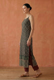 Forest Green Paisley Printed Cotton Slip Kurta