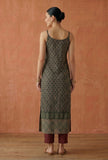Forest Green Paisley Printed Cotton Slip Kurta