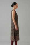 Black Floral Buti Printed Cotton Staright Sleeveless Kurta