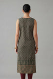 Deep Green Ethnic Motif Printed Sleeveless Straight Kurta