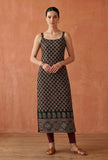Black Ethnic Motif Printed Strappy Slip Kurta