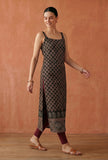 Black Ethnic Motif Printed Strappy Slip Kurta