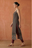 Black Ethnic Motif Printed Strappy Slip Kurta