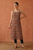 Rust Orange Kalamkari Printed Strappy Slip
