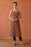 Rust Orange Kalamkari Printed Strappy Slip