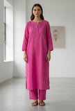 Set Of 2: Fuchsia Pink Kurta & Straight Pant
