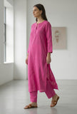 Set Of 2: Fuchsia Pink Kurta & Straight Pant