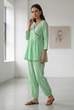 Mint Green Wrap Peplum Co-Ord Set