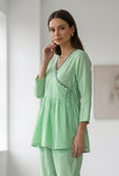 Mint Green Wrap Peplum Top