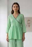 Mint Green Wrap Peplum Top
