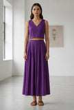 Purple Crop Top & Flared Skirt Co-Ord Set