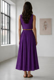 Purple Crop Top & Flared Skirt Co-Ord Set