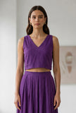 Purple Crop Top & Flared Skirt Co-Ord Set