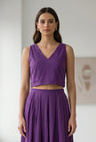 Purple V-Neck Crop Top