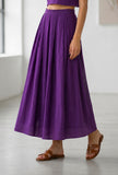 Purple Pleated Maxi Skirt