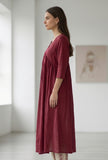 Maroon Gathered V-Neck Tunic
