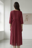 Maroon Gathered V-Neck Tunic