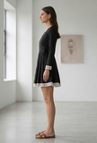 Black Wrap Mini Dress with Lace Trim