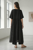 Set Of 2: Black Gathered A-Line Kurta Set