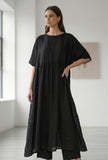 Black Oversized Gathered Kaftan Kurta