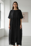 Black Oversized Gathered Kaftan Kurta
