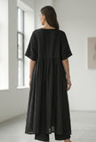 Black Oversized Gathered Kaftan Kurta