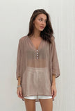 Taupe Sheer Oversized Shirt