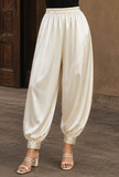 Set of 2: Ivory Noor Embroidery Silk Cotton Kurta & Satin Dhoti Pant