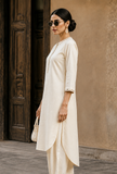 Ivory Noor Embroidery Silk Cotton Kurta