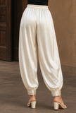 Ivory Embroidered Satin Dhoti Pant