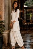 Set of 2: Ivory Elegance Silk Cotton Kurta & Satin Dhoti Pant