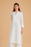 White Embroidered Cotton Kurta