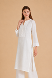 White Embroidered Cotton Kurta