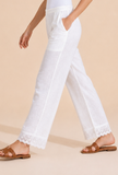 White Embroidered Cotton Palazzo Pants