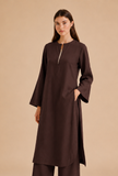 Brown Cotton Straight Kurta