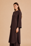 Brown Cotton Straight Kurta