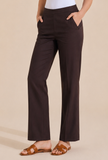 Brown Straight-Fit Cotton Pants